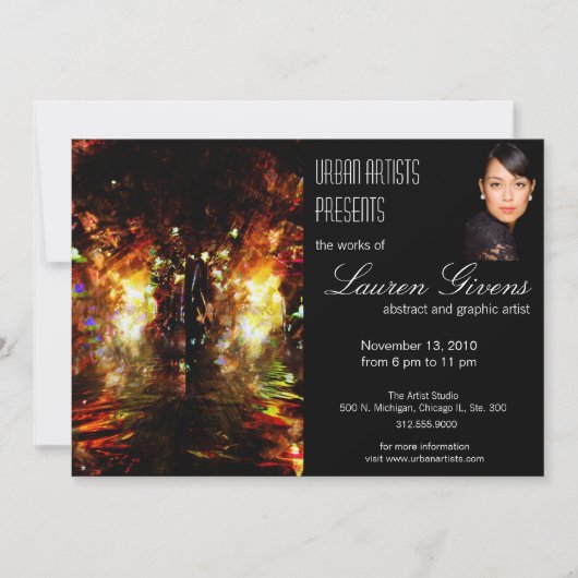 黒背景の美術展招待状 招待状 (正面)