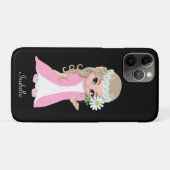 黒背景の花を持つかわいいプリンセス Case-Mate iPhoneケース (裏面(横))