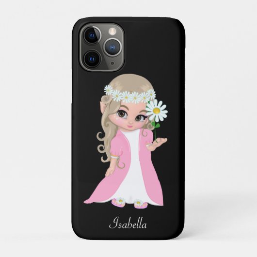 黒背景の花を持つかわいいプリンセス Case-Mate iPhoneケース (裏)