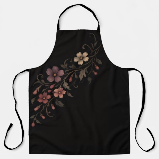 黒背景の花束 エプロン (正面)