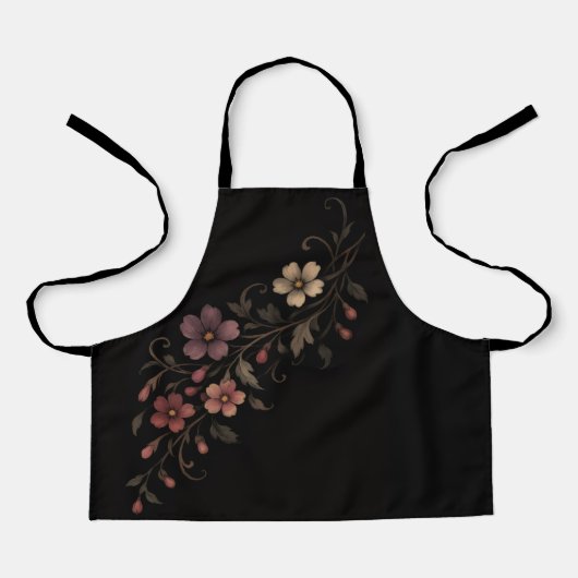 黒背景の花束 エプロン (正面)