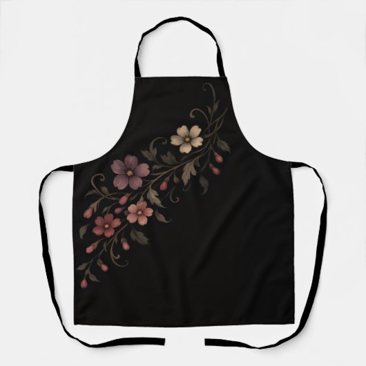 黒背景の花束 エプロン (正面)