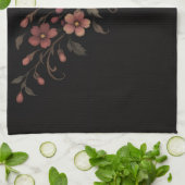 黒背景の花束 キッチンタオル (折り畳み)
