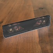 黒背景の花束 デスクネームプレート (側面)
