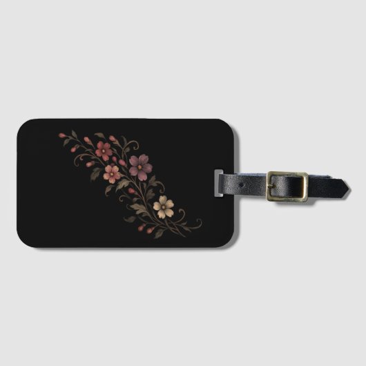黒背景の花束 ラゲッジタグ (正面横)