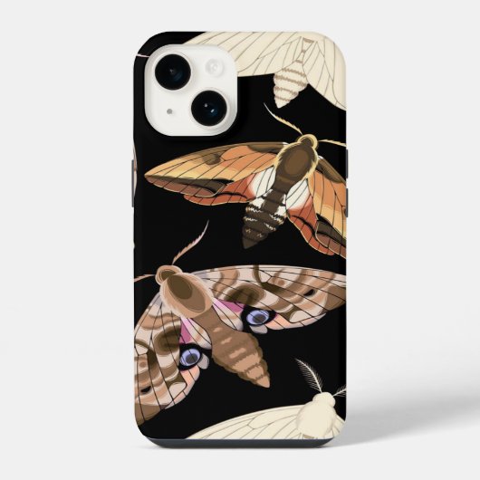 黒背景の蛾 iPhoneケース (裏面)