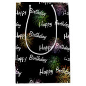 黒背景の誕生日花火 ミディアムペーパーバッグ (正面)