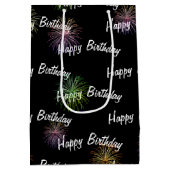 黒背景の誕生日花火 ミディアムペーパーバッグ (裏面)