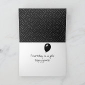 黒背景の誕生日風船の顔 カード (内部)