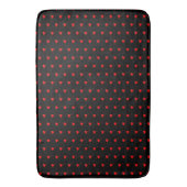黒背景の赤いハートバルーン模様 バスマット (正面縦)
