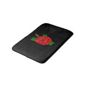 黒背景の赤いバラ バスマット (アングル)