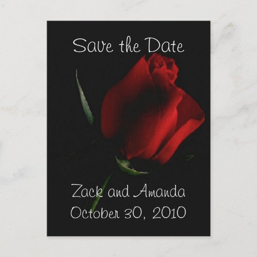 黒背景の赤いバラ - 招待状 (正面)