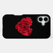 黒背景の赤バラハート iPhoneケース (裏面横)
