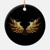 黒背景の金の天使の翼 セラミックオーナメント (裏面)