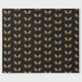 黒背景の金の天使の翼 ラッピングペーパー (フラット)