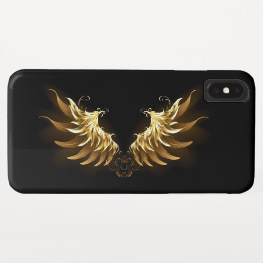 黒背景の金の天使の翼 Case-Mate iPhoneケース (裏面(横))