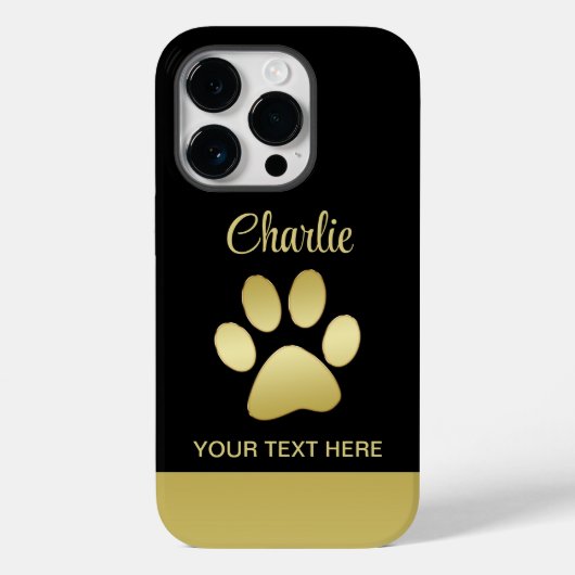 黒背景の金色に輝く犬の足 Case-Mate iPhoneケース (裏面)