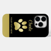 黒背景の金色に輝く犬の足 Case-Mate iPhoneケース (裏面 (横))