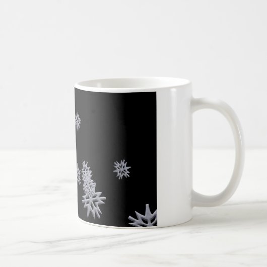 黒背景の雪の結晶 コーヒーマグカップ (右)