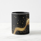 黒背景の魔法の金粉の波 マグカップ (中央)
