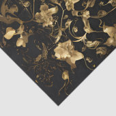 黒背景の黄金の庭の金のギター 薄葉紙 (詳細)