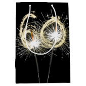 黒背景の60歳の誕生日スパークラー ミディアムペーパーバッグ (正面)