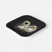 黒背景の90歳誕生日パーティーのスパークラー ペーパープレート (傾斜あり)