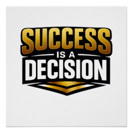黒背景のSuccess Gold Typography ポスター