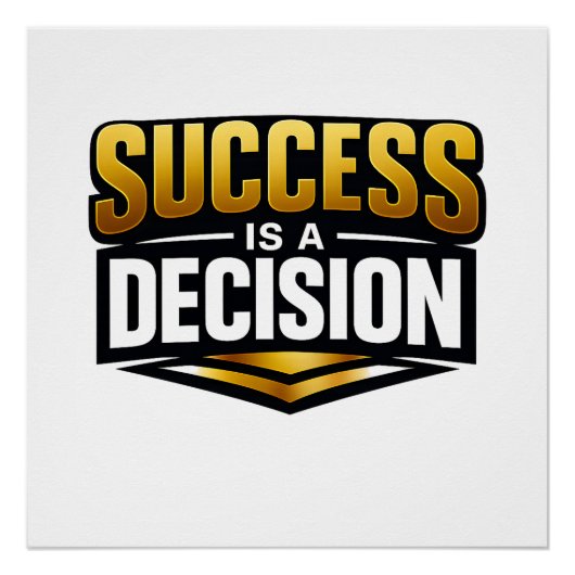 黒背景のSuccess Gold Typography ポスター (正面)