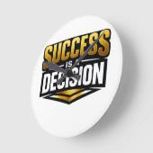 黒背景のSuccess Gold Typography ラウンド壁時計 (傾斜)