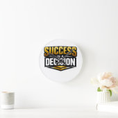 黒背景のSuccess Gold Typography ラウンド壁時計 (ホーム)