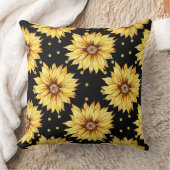 黒背景ひまわり クッション (ブランケット)