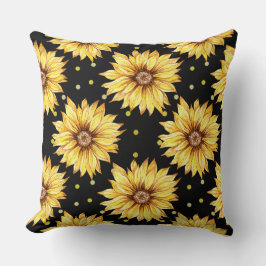 黒背景ひまわり クッション