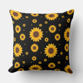 黒背景ひまわり クッション (正面)