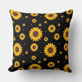 黒背景ひまわり クッション