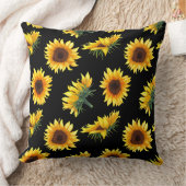 黒背景ひまわり クッション (ブランケット)