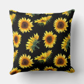 黒背景ひまわり クッション (裏面)