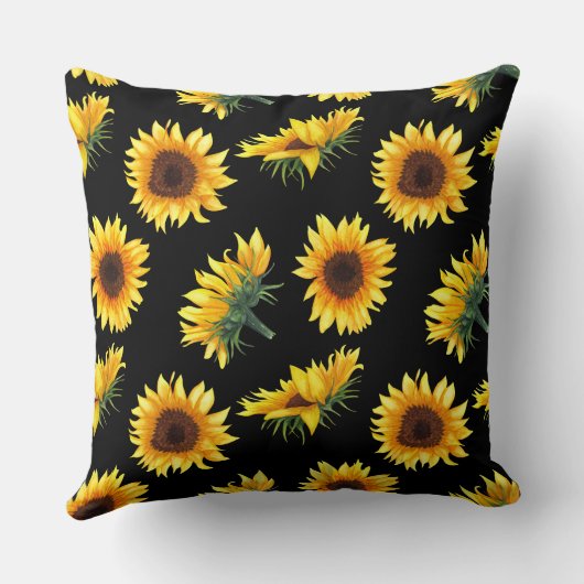 黒背景ひまわり クッション (裏面)