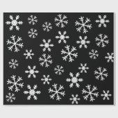 黒背景クリスマスに白い雪 ラッピングペーパー (フラット)