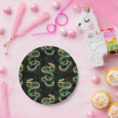 黒背景スネークパターンデザイン ペーパープレート (パーティー)