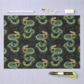 黒背景スネークパターンデザイン 薄葉紙 (クラフト)