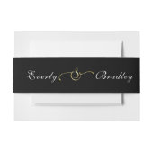 黒背景ホワイトスクリプト金ゴールドアンパサンドシック 招待状ベリーバンド (正面例)