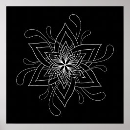 黒背景マンダラアダルトカラーリングポスター ポスター
