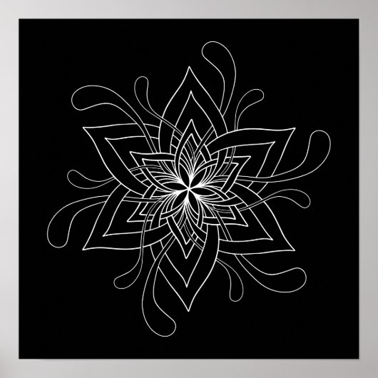 黒背景マンダラアダルトカラーリングポスター ポスター (正面)