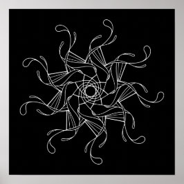 黒背景マンダラ大成色 ポスター