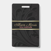 黒背景及び渦巻き及び金ゴールド ストライプ バッジ (裏面)