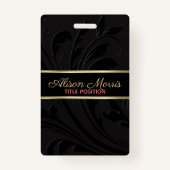 黒背景及び渦巻き及び金ゴールド ストライプ バッジ (正面)