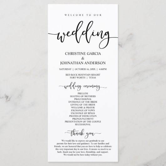 黒脚エレガント本、私たちの結婚儀式 プログラム (正面)