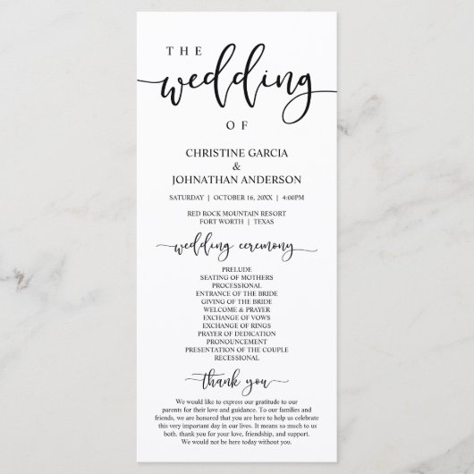 黒脚エレガント本、私たちの結婚儀式 プログラム (正面)