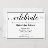 黒脚本エレガント写真卒業パーティー 招待状 (裏面)